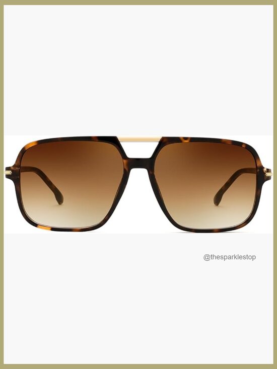 Square Retro Aviator Sunglasses Oversized UV400 Protection Unisex Shades